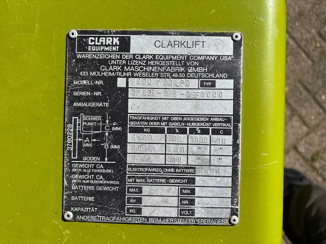 Clark h500y30 vorkheftruck - afbeelding 8 van  10