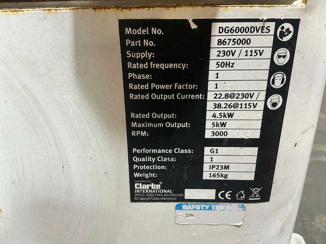 Clarke power 5 kva diesel stroomgenerator - afbeelding 9 van  9