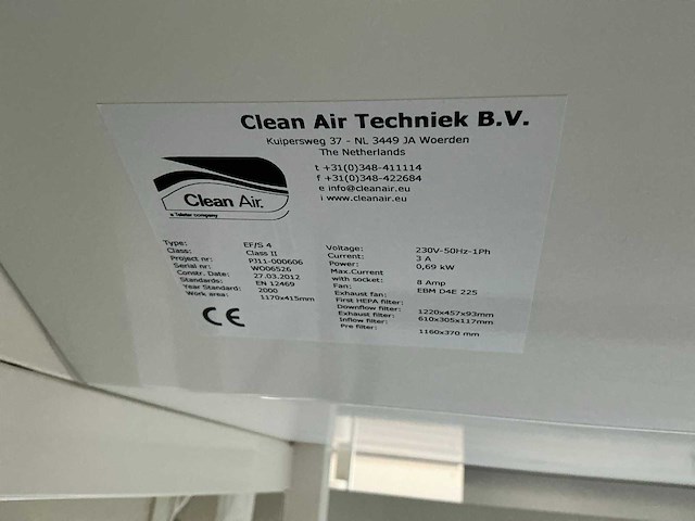 Clean air ef/s4 laminaire stroomkast - afbeelding 8 van  8