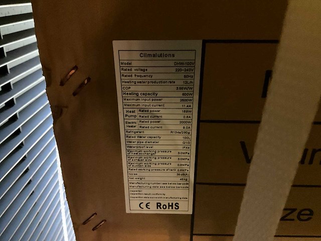 Climalutions dhw-100l warmtepompboiler - afbeelding 4 van  4