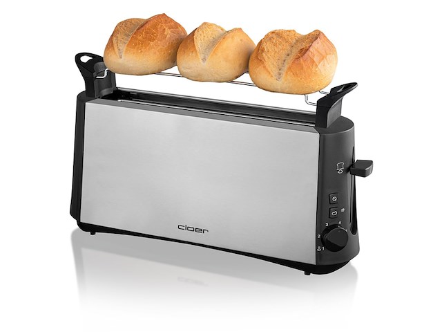 Cloer broodrooster met lange sleuf voor 2 schijven 880 w roestvrijstaal - afbeelding 1 van  4