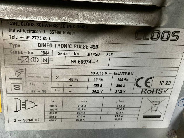 Cloos qineo tronic pulse 450 mig lasapparaat - afbeelding 6 van  14