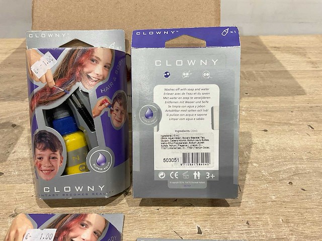 Clowny haar en gezicht schmink (22x) - afbeelding 5 van  5