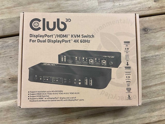 Club 3d displayport/hdmi kvm switch - afbeelding 1 van  3