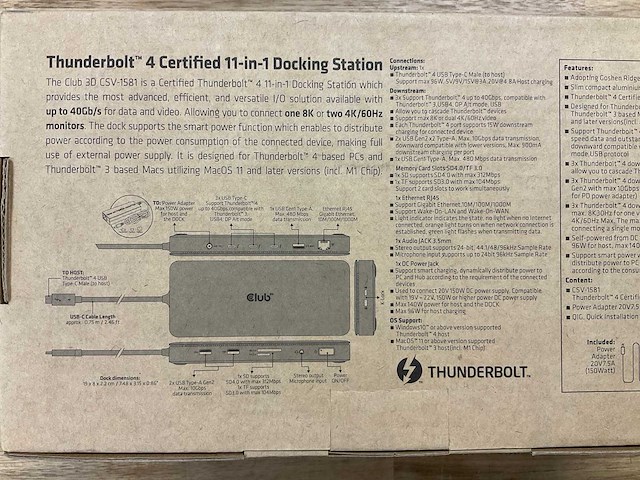 Club 3d thunderbolt 4 dockingstation - afbeelding 3 van  4