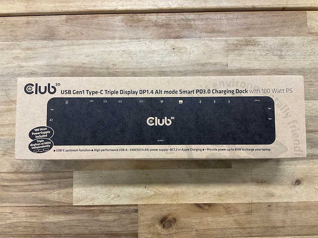 Club 3d usb gen1 type-c triple display dp1.4 alt mode smart pd3.0 charging dock - afbeelding 1 van  2