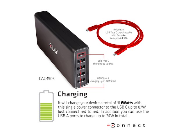 Club3d docking station usb type c 3.2 gen1 triple display dynamic - afbeelding 4 van  6