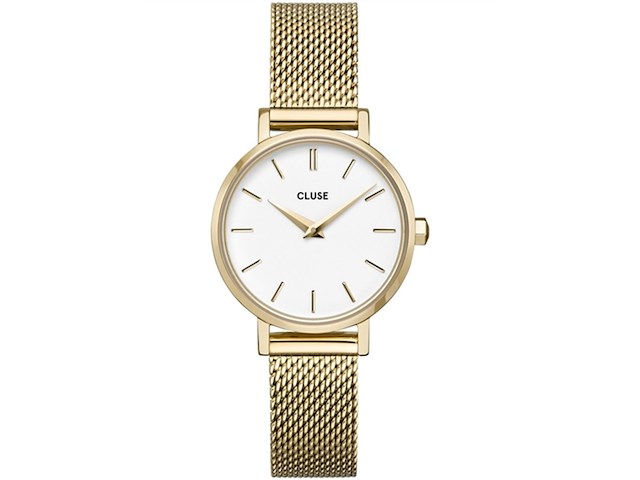 Cluse boho chic petite horloge mesh wit goud - afbeelding 1 van  2
