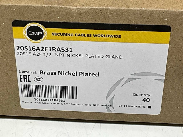 Cmp 20s16a2f1ra531 nikkel plated kabelverbinder 1/2” (40x) - afbeelding 3 van  3