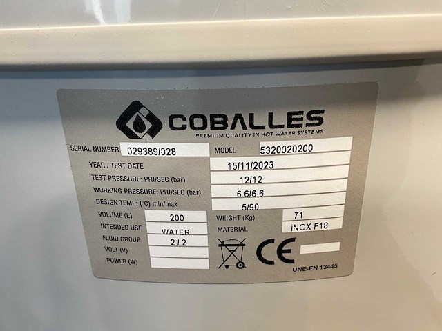 Coballes kendra plus 200l rvs boiler - warmwateropslagvat voor warmtepomp - afbeelding 4 van  8