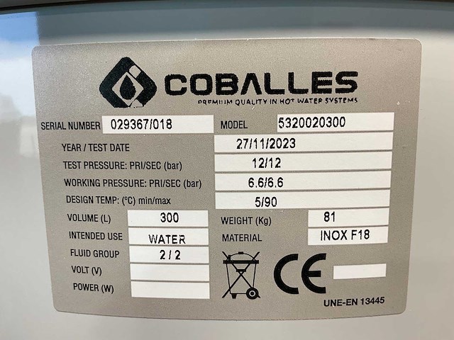 Coballes kendra plus 300l rvs boiler - warmwateropslagvat voor warmptepomp - afbeelding 5 van  9