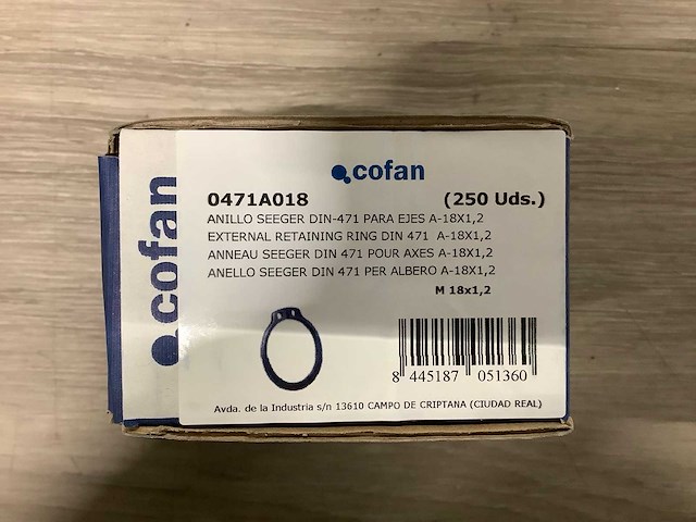 Cofan borgringen 18 x 1,2 (3500x) - afbeelding 2 van  5