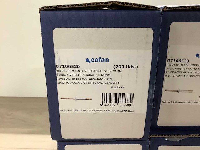Cofan constructiestaal klinknagels 6,5x20mm (2400x) - afbeelding 2 van  3