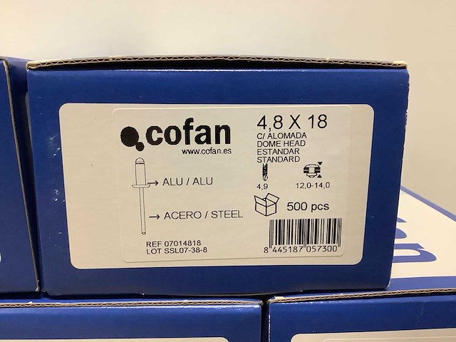 Cofan popnagel 4,8 x 18 (3500x) - afbeelding 1 van  5