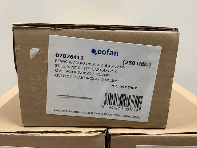 Cofan roestvrijstalen a2-klinknagels met bolkop 6,4x12mm (1750x) - afbeelding 2 van  2