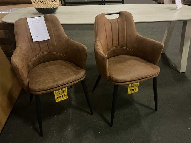 Cognac eetkamerstoel (2x) - afbeelding 1 van  3