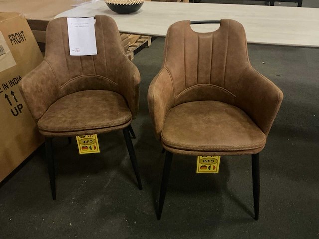 Cognac eetkamerstoel (2x) - afbeelding 2 van  3