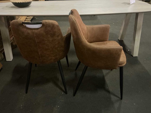 Cognac eetkamerstoel (2x) - afbeelding 3 van  3