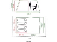 Coleman cook 4 tunneltent 4 persoons groen - afbeelding 4 van  4