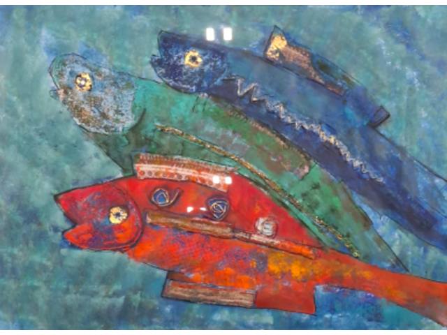 Collage, maya wildevuur, vissen - afbeelding 1 van  8