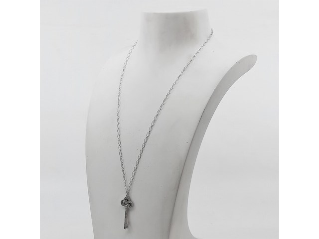 Collier, 18 karaats met platina hanger - afbeelding 1 van  11