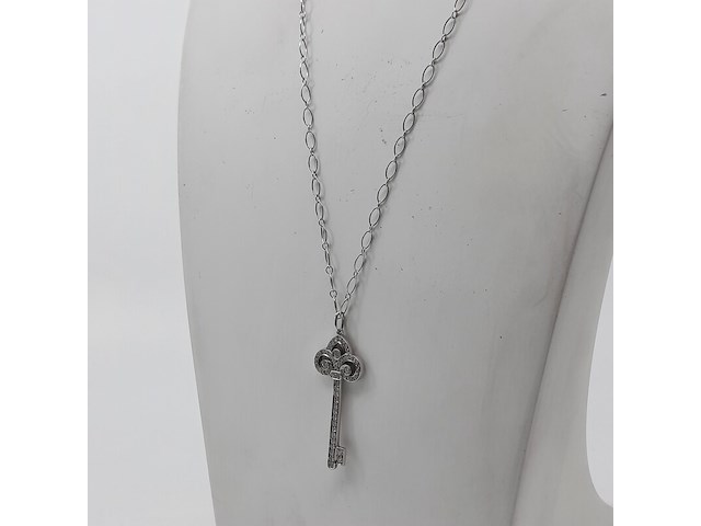 Collier, 18 karaats met platina hanger - afbeelding 2 van  11