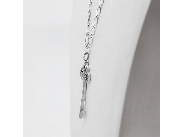Collier, 18 karaats met platina hanger - afbeelding 6 van  11