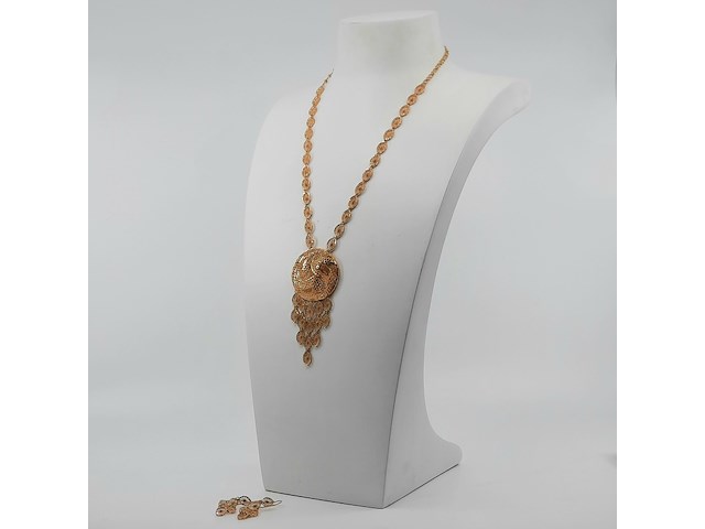 Collier en paar oorhangers, 20 karaats - afbeelding 1 van  18