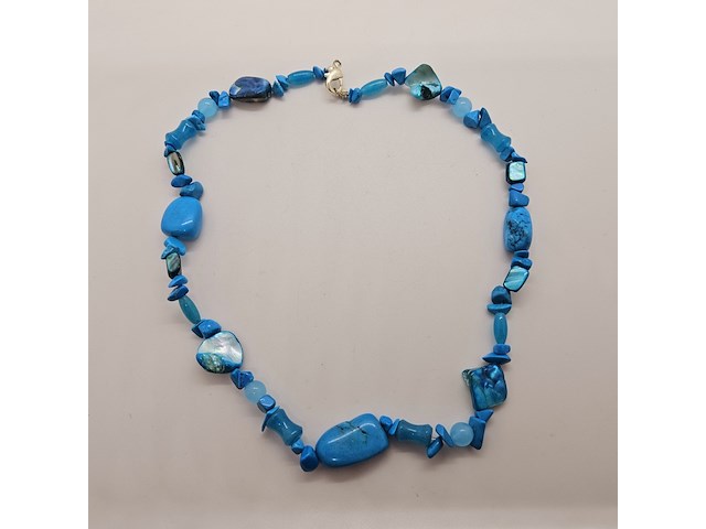 Collier lapis lazuli, gepolijst parelmoer en agaat - afbeelding 1 van  4