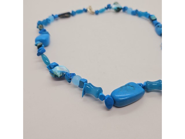 Collier lapis lazuli, gepolijst parelmoer en agaat - afbeelding 2 van  4