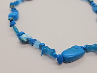 Collier lapis lazuli, gepolijst parelmoer en agaat - afbeelding 2 van  4
