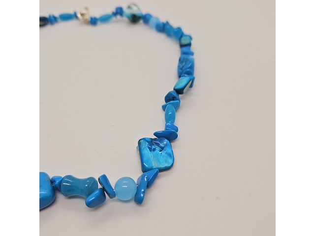 Collier lapis lazuli, gepolijst parelmoer en agaat - afbeelding 3 van  4