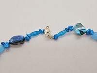 Collier lapis lazuli, gepolijst parelmoer en agaat - afbeelding 4 van  4