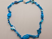 Collier lapis lazuli, gepolijst parelmoer en agaat