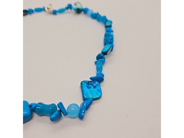 Collier lapis lazuli, gepolijst parelmoer en agaat - afbeelding 3 van  4
