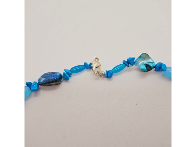 Collier lapis lazuli, gepolijst parelmoer en agaat - afbeelding 3 van  4