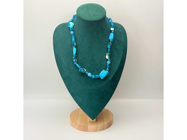 Collier lapis lazuli, gepolijst parelmoer en agaat - afbeelding 1 van  5
