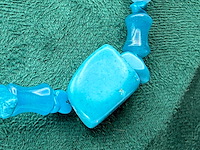 Collier lapis lazuli, gepolijst parelmoer en agaat - afbeelding 3 van  5
