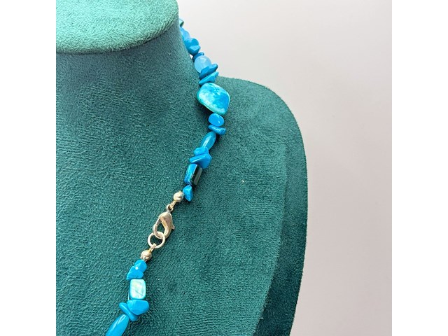 Collier lapis lazuli, gepolijst parelmoer en agaat - afbeelding 4 van  5