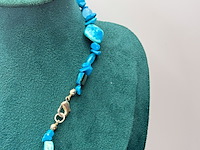 Collier lapis lazuli, gepolijst parelmoer en agaat - afbeelding 4 van  5