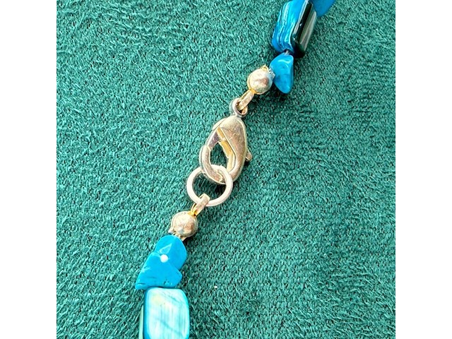 Collier lapis lazuli, gepolijst parelmoer en agaat - afbeelding 5 van  5