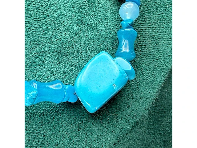 Collier lapis lazuli, gepolijst parelmoer en agaat - afbeelding 3 van  5