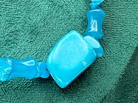 Collier lapis lazuli, gepolijst parelmoer en agaat - afbeelding 3 van  5