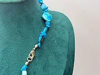 Collier lapis lazuli, gepolijst parelmoer en agaat - afbeelding 4 van  5