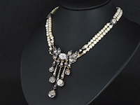 Collier met diamanten en orient parels - afbeelding 2 van  5