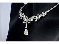 Collier met peer vorm diamant 3.50 carat en diamanten - afbeelding 3 van  10