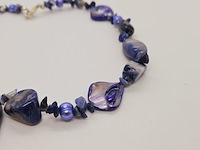 Collier turquoise en gepolijst parelmoer - afbeelding 3 van  4