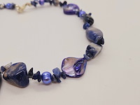 Collier turquoise en gepolijst parelmoer - afbeelding 3 van  4