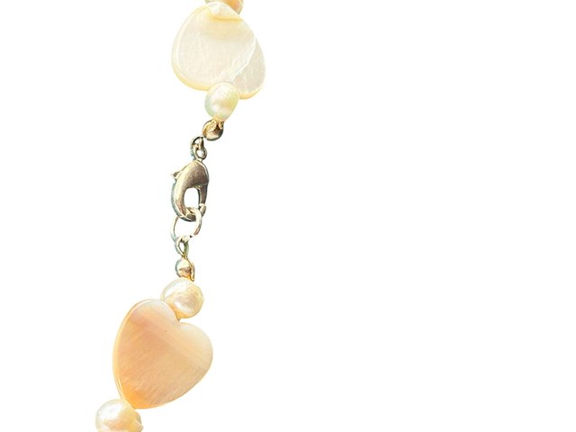 Collier witte jade, zoetwater parels, gepolijst parelmoer en kristallen - afbeelding 5 van  6