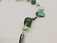 Collier zoetwater parels, gepolijst parelmoer en amber - afbeelding 3 van  4